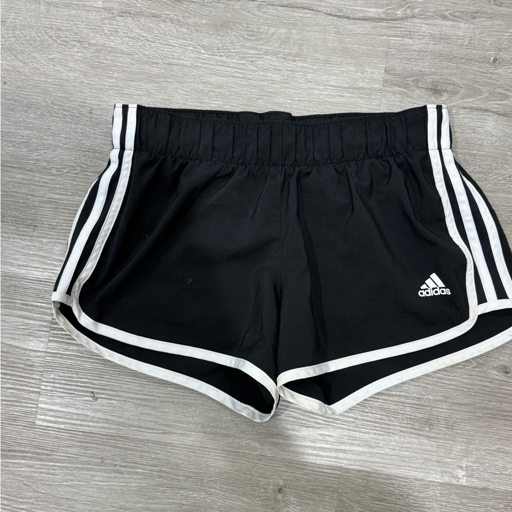 Adidas Women's Black Athletic Shorts with White Stripes
